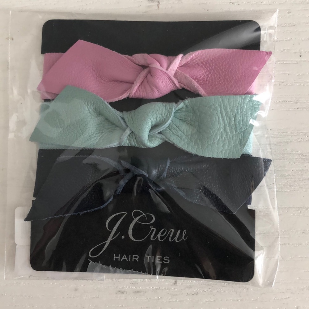 NWT J.Crew Leather Bow Hair Ties